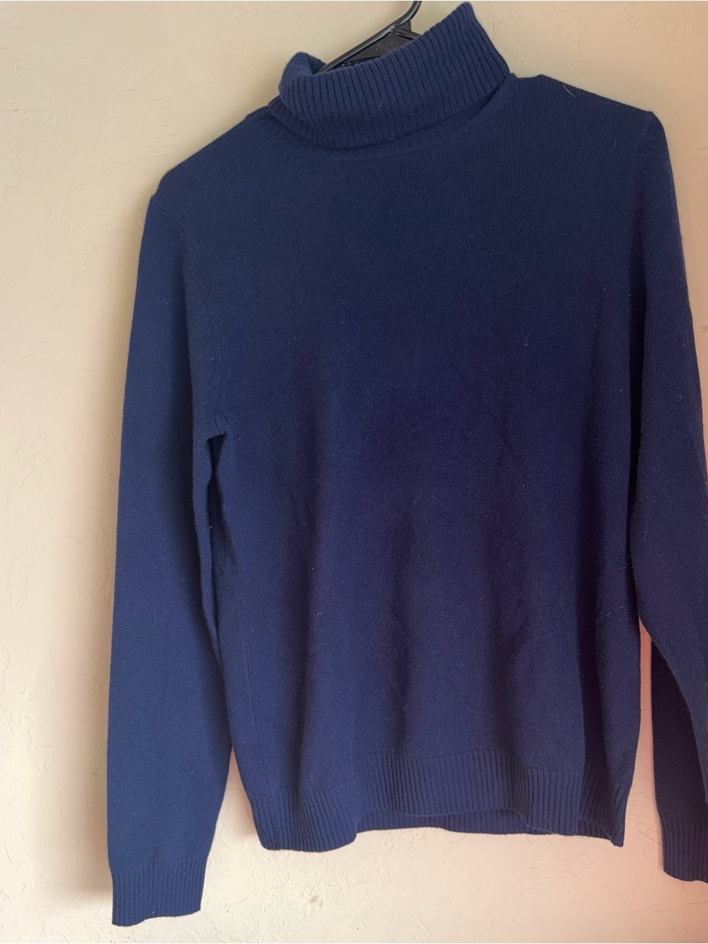Neiman Marcus Cashmere Collection Sweater Womens Navy Sz L Turtle Neck
